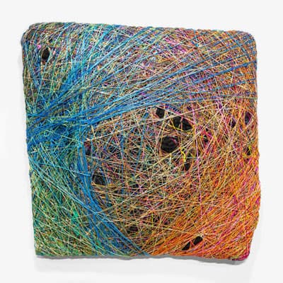 Scottie Burgess fiber art wood sculpture abstract assemblage twine wrapped bound