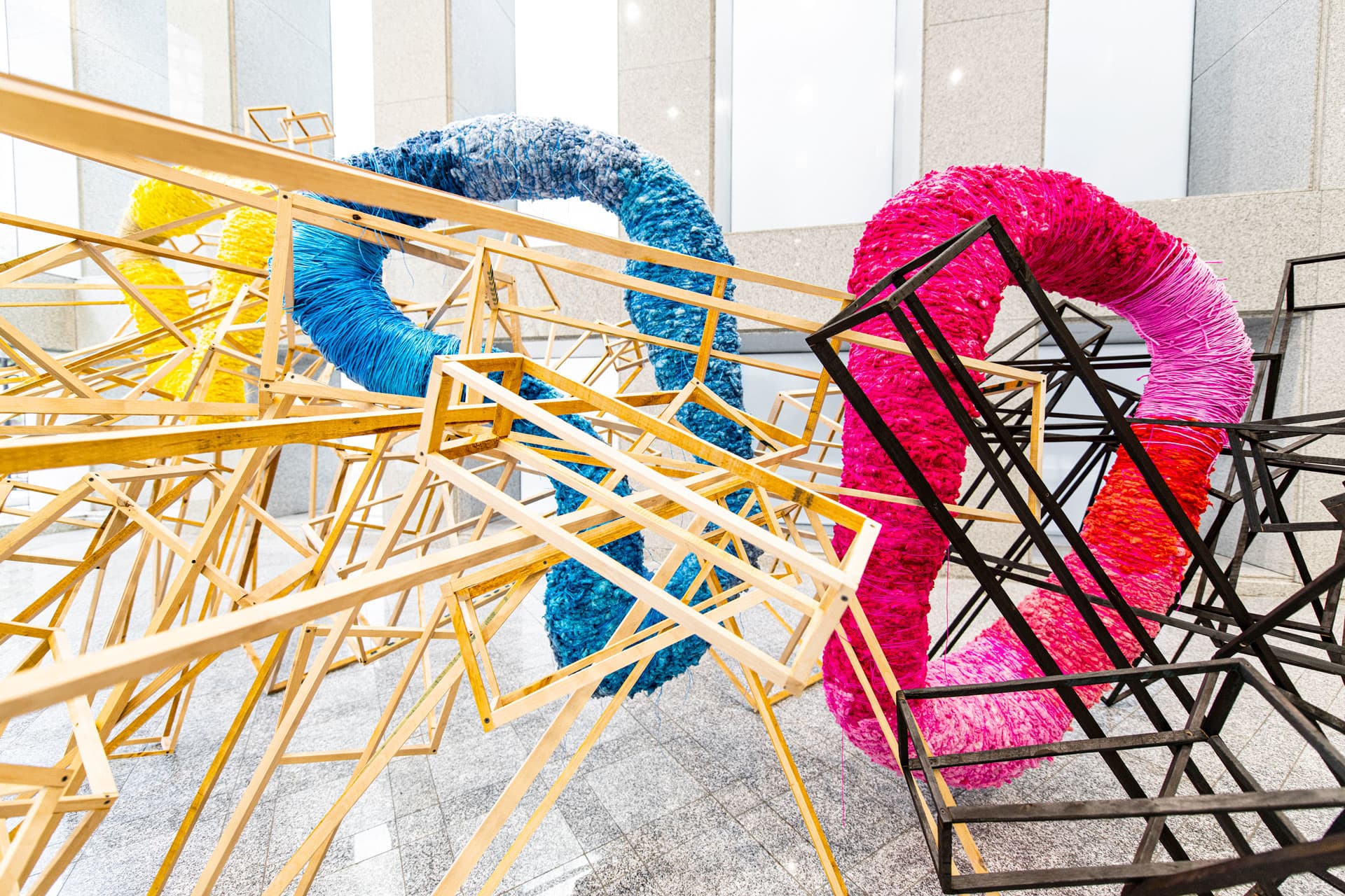 Scottie Burgess installation art sculpture wood fiber assemblage
