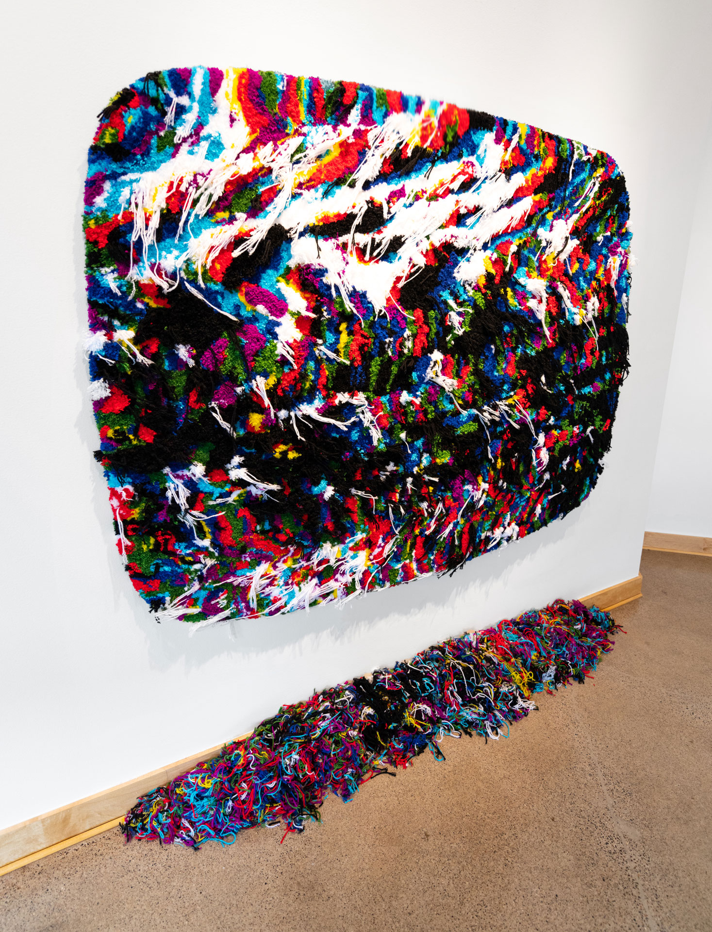 Scottie Burgess installation fiber art abstract sculpture tuft analog television