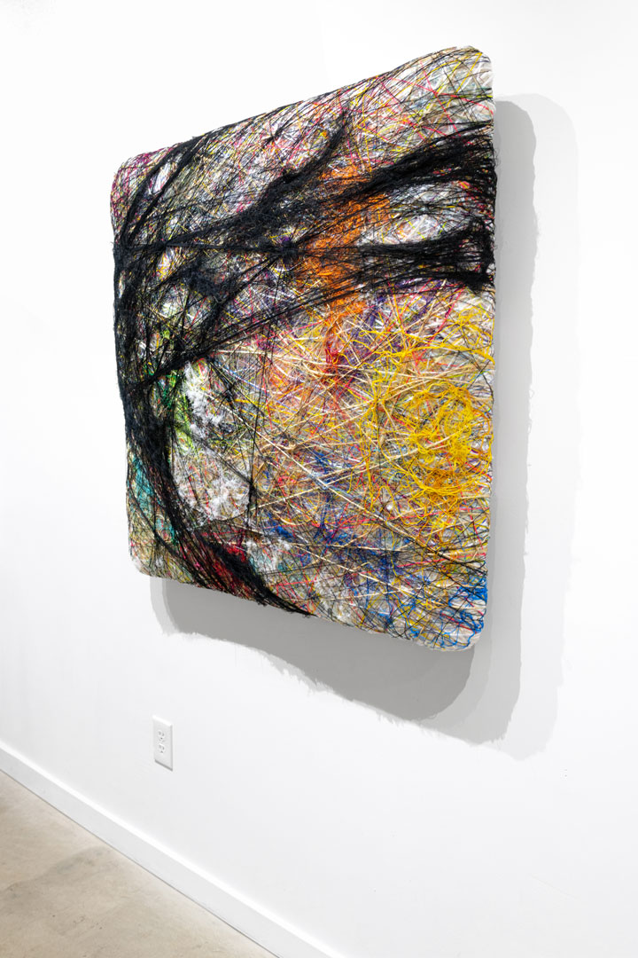 Scottie Burgess fiber sculpture Twine wrapped bound abstract